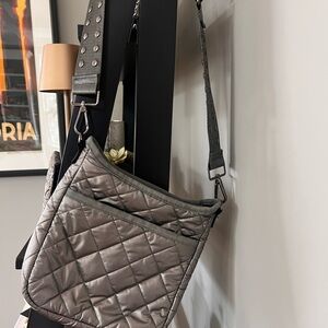 Haute Shore Quilted Puffer Crossbody Bag Gun Metal